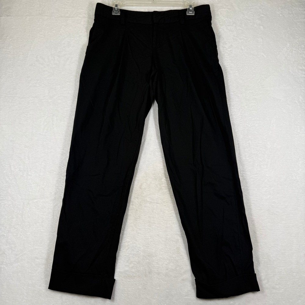 Alice + Olivia Black Wool Blend Cuffed Straight Leg Trousers Pants 9B-104-513‎ 6